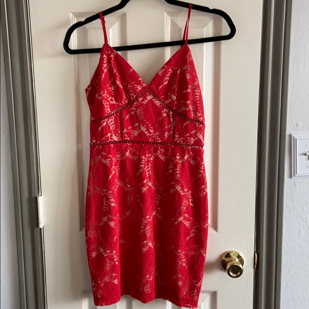 tight lacey red spaghetti striped dress size small